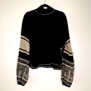 High Neck Detailed Sleeve Sweater size L